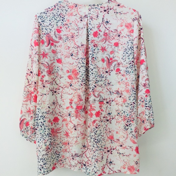 Tahari Pink Floral Tunic Blouse - Picture 5 of 7